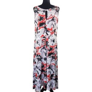 Taylor Woman’s red white black printed sleeveless midi dress size 14W